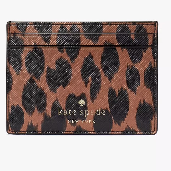 NEW IN PACKAGING KATE SPADE CARD HOLDER -BROWN ANIMAL PRINT - Picture 1 of 6